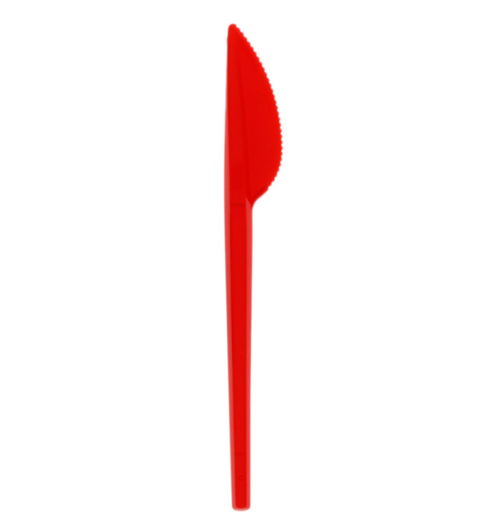 Cuchillo de Plastico PS Rojo 165mm (20 Uds) Cuchillo de Plastico PS Rojo 165mm (20 Uds)