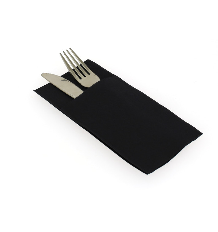 Servilleta Portacubiertos de Papel 40x40cm Negro (30 Uds) Servilleta Portacubiertos de Papel 40x40cm Negro (30 Uds)