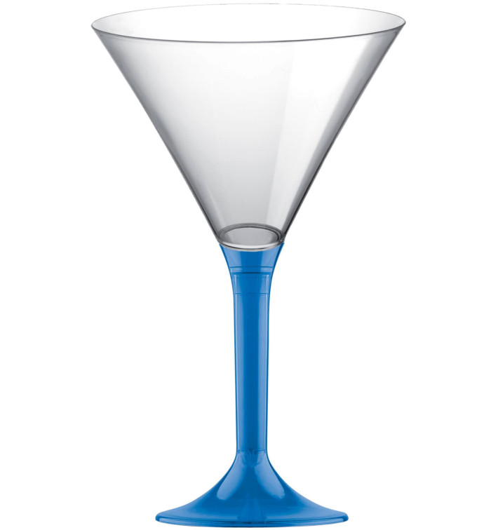 Copa de Plastico Cocktail con Pie Azul Transp. 185ml (20 Uds) Copa de Plastico Cocktail con Pie Azul Transp. 185ml (20 Uds)