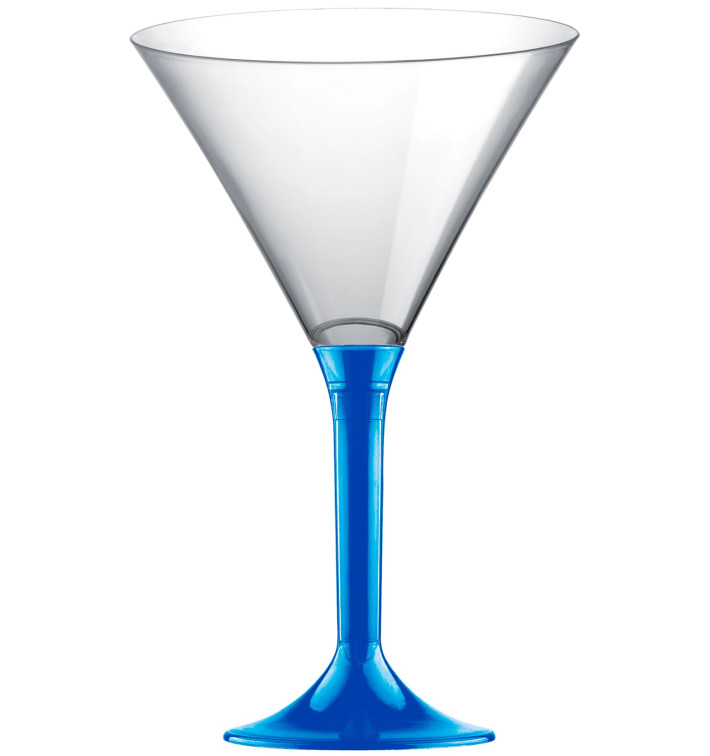 Copa de Plastico Cocktail con Pie Azul Mediterraneo 185ml (20 Uds) Copa de Plastico Cocktail con Pie Azul Mediterraneo 185ml (20 Uds)