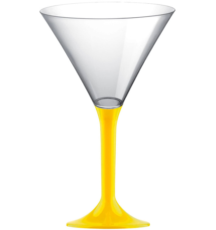 Copa de Plastico Cocktail con Pie Amarillo 185ml (20 Uds) Copa de Plastico Cocktail con Pie Amarillo 185ml (20 Uds)