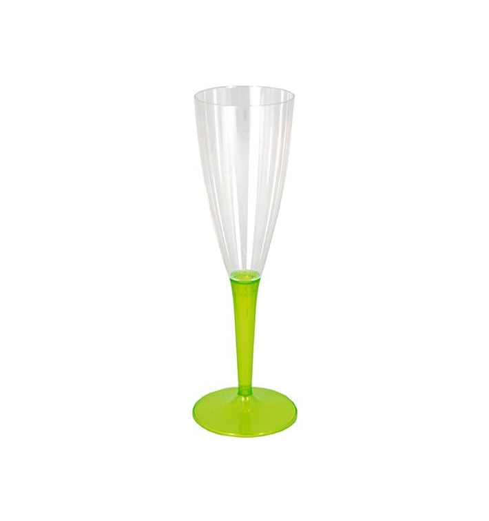 Copa de Plastico Cava Pie Verde 100ml (6 Uds) Copa de Plastico Cava Pie Verde 100ml (6 Uds)
