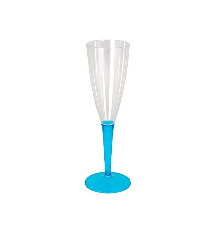 Copa de Plastico Cava Pie Turquesa 100ml (6 Uds) Copa de Plastico Cava Pie Turquesa 100ml (6 Uds)