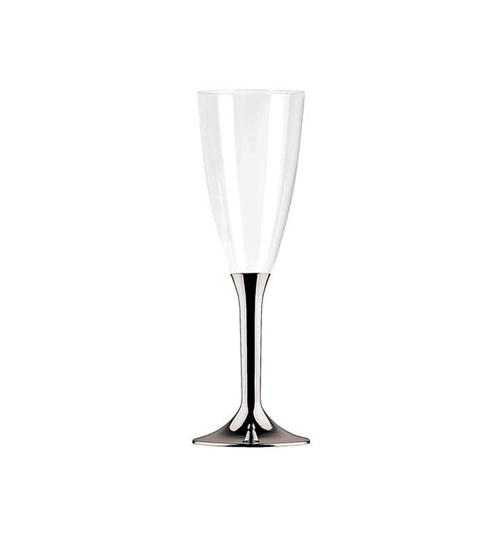 Copa de Plastico Cava Pie Plata 100ml 1p (10 Uds) Copa de Plastico Cava Pie Plata 100ml 1p (10 Uds)