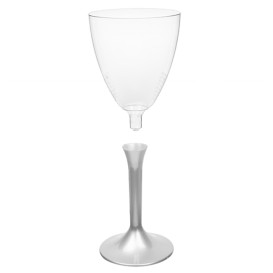 Copa de Plastico Vino con Pie Gris 180ml (20 Uds)