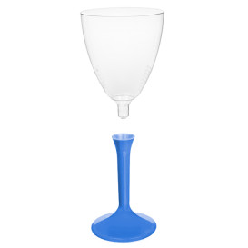 Copa de Plastico Vino con Pie Azul Mediterraneo 180ml (20 Uds)