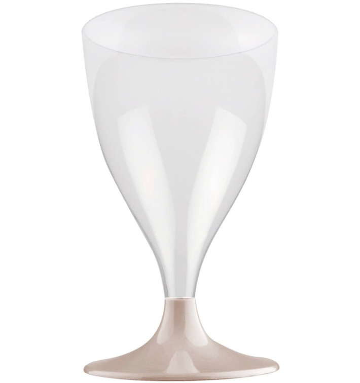 Copa de Plastico Vino con Pie Crema 200ml (20 Uds) Copa de Plastico Vino con Pie Crema 200ml (20 Uds)