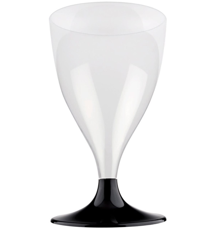 Copa de Plastico Vino con Pie Negro 200ml (20 Uds) Copa de Plastico Vino con Pie Negro 200ml (20 Uds)