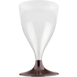 Copa de Plastico Vino con Pie Marron 200ml (20 Uds)