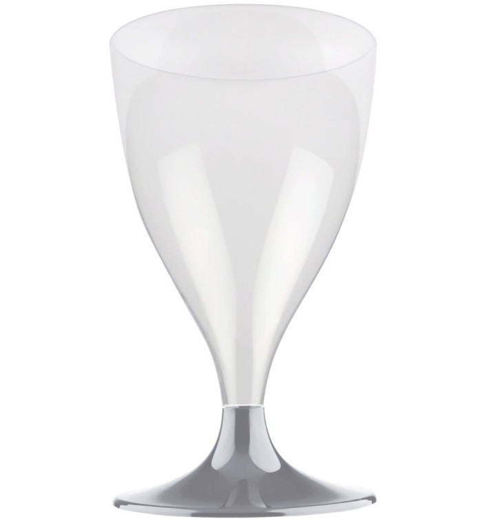 Copa de Plastico Vino con Pie Gris 200ml (20 Uds) Copa de Plastico Vino con Pie Gris 200ml (20 Uds)