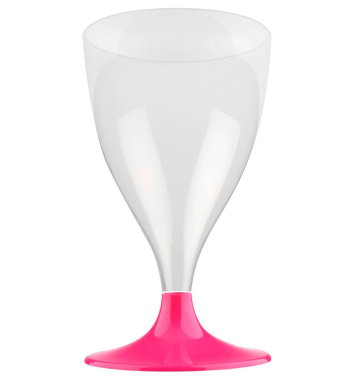 Copa de Plastico Vino con Pie Fucsia 200ml (20 Uds) Copa de Plastico Vino con Pie Fucsia 200ml (20 Uds)