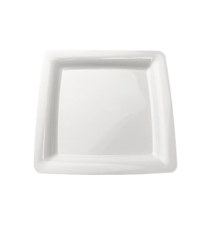 Plato Plastico Cuadrado Extra Rigido Blanco 18x18cm (20 Uds)