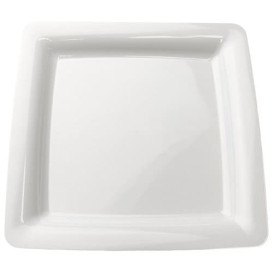 Plato Plastico Cuadrado Extra Rigido Blanco 22,5x22,5cm (20 Uds)