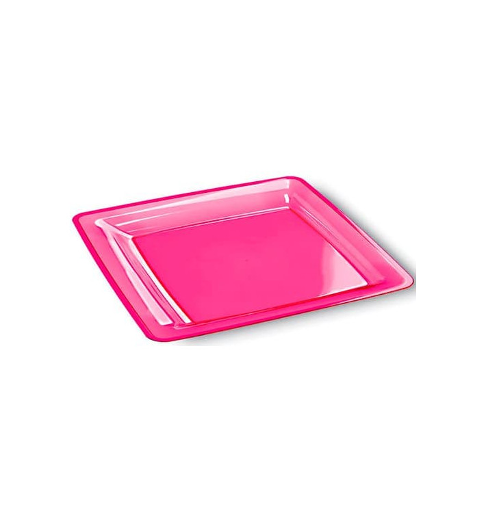 Plato Plastico Cuadrado Extra Rigido Frambuesa 18x18cm (6 Uds) Plato Plastico Cuadrado Extra Rigido Frambuesa 18x18cm (6 Uds)