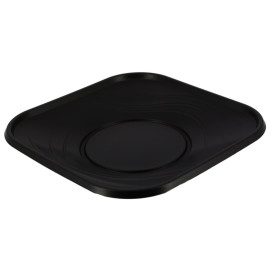 Plato de Plastico PP "X-Table" Cuadrado Negro 180mm (8 Uds)