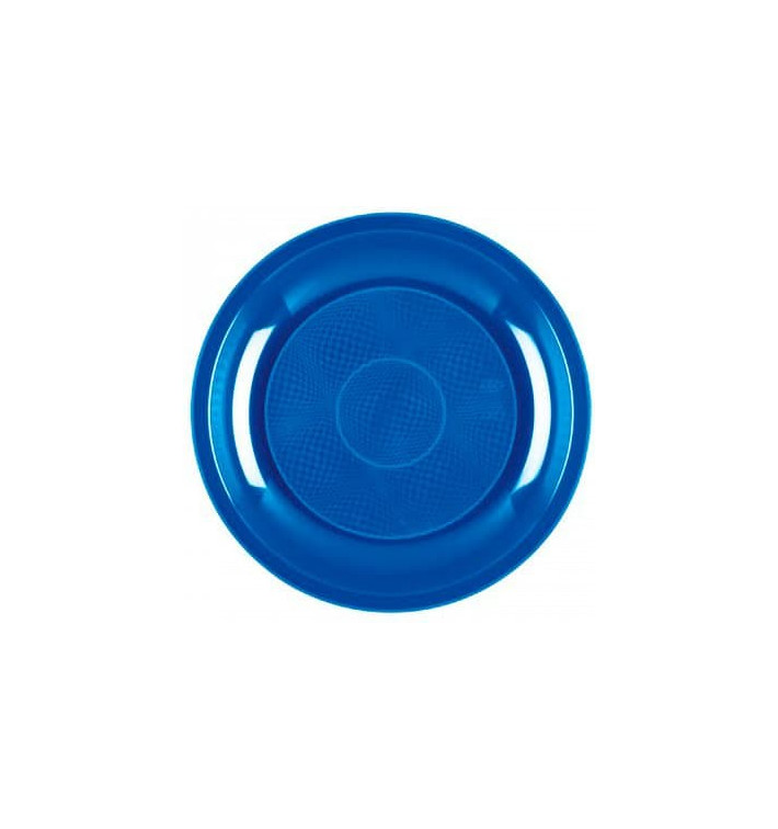 Plato de Plastico Llano Azul Mediterraneo Round PP Ø220mm (50 Uds)