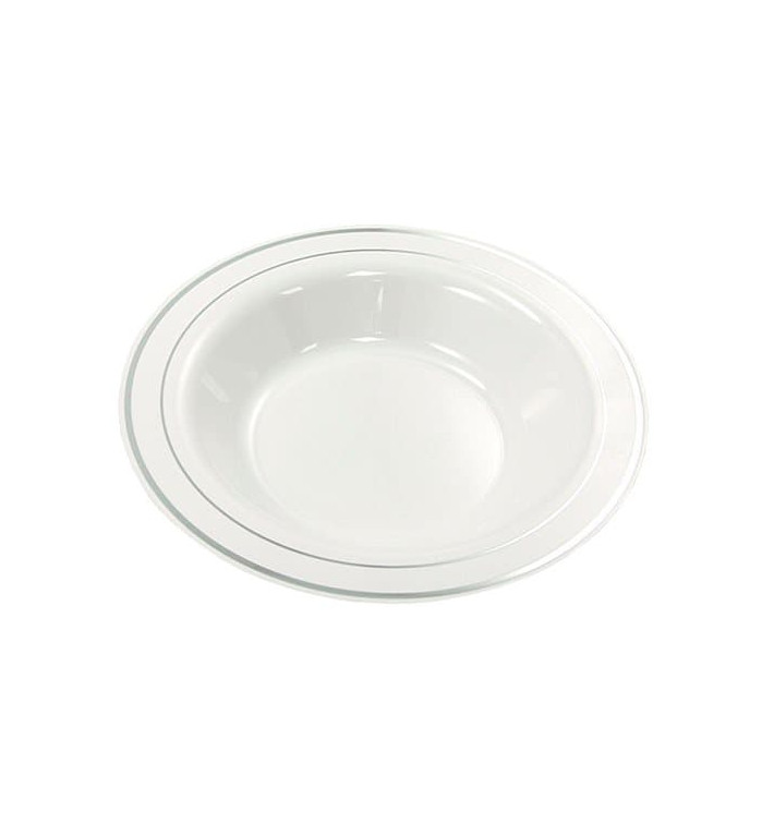 Plato Plastico Extra Rigido Hondo con Ribete Plata 23cm (20 Uds) Plato Plastico Extra Rigido Hondo con Ribete Plata 23cm (20 Uds)