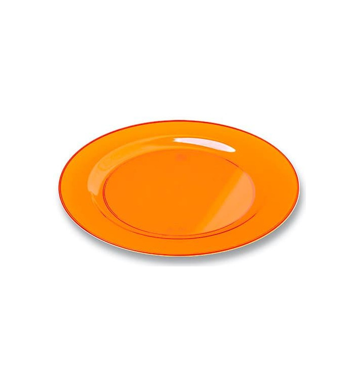 Plato Plastico Redondo Extra Rigido Naranja 19cm (10 Uds) Plato Plastico Redondo Extra Rigido Naranja 19cm (10 Uds)