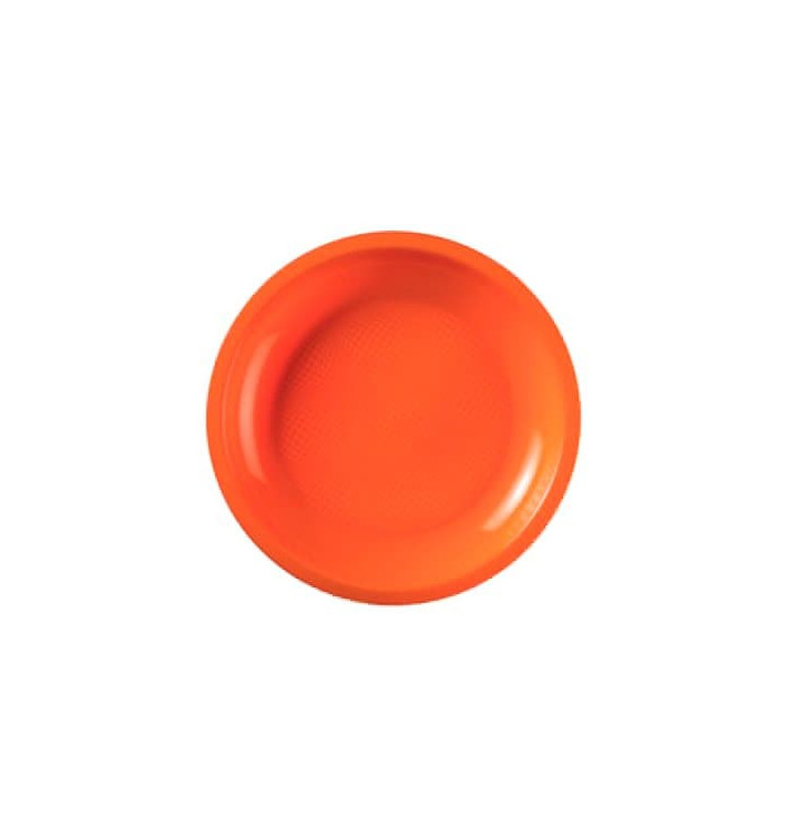 Plato de Plastico Llano Naranja Round PP Ø220mm (50 Uds)