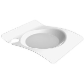 Plato de Plastico "Forma" con Soporte Blanco 22x18 cm (12 Uds)