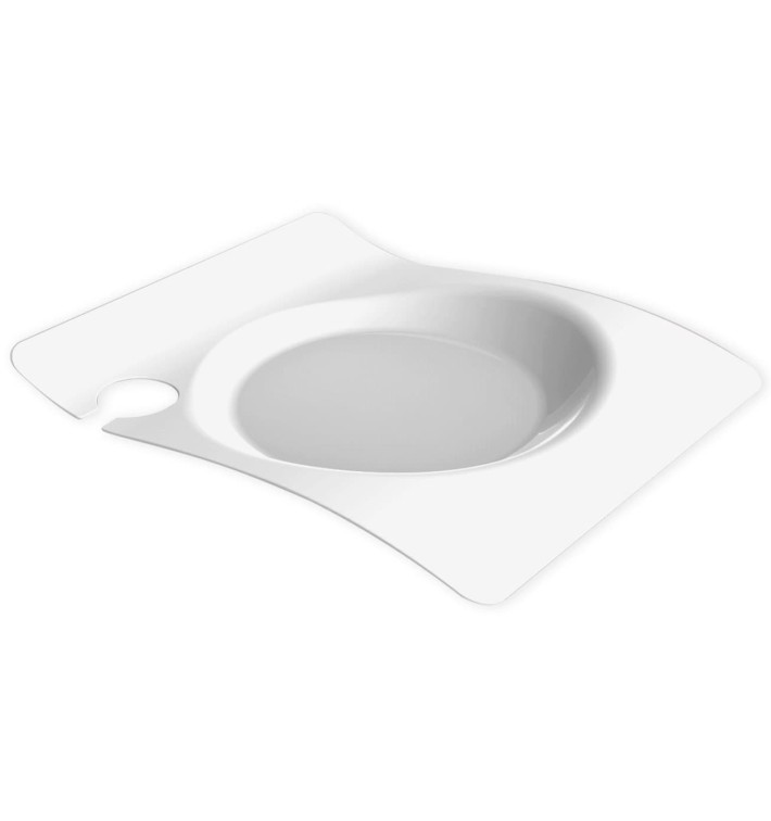 Plato de Plastico "Forma" con Soporte Blanco 22x18 cm (12 Uds)