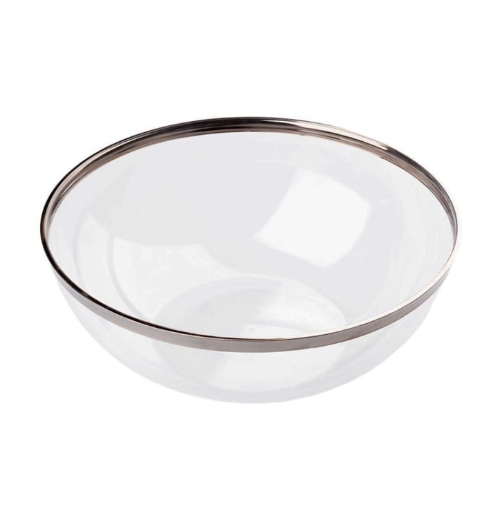 Bol Plástico Transparente Ribete Plata 1500ml (4 Uds) Bol Plástico Transparente Ribete Plata 1500ml (4 Uds)