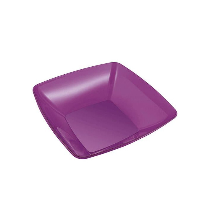 Bol de Plastico Cuadrado Berenjena 28x28cm (1 Uds)