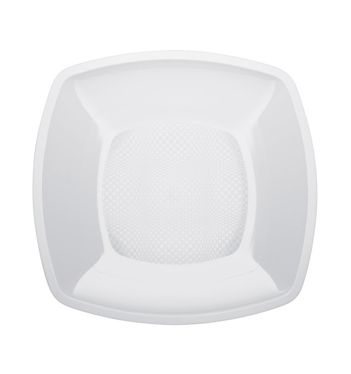 Plato de Plastico Llano Cuadrado Blanco Square PP 180mm (25 Uds) Plato de Plastico Llano Cuadrado Blanco Square PP 180mm (25 Uds)