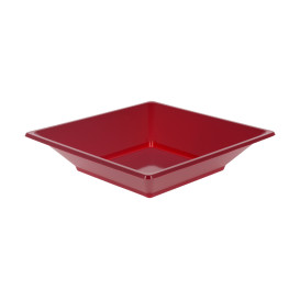 Plato de Plastico Hondo Cuadrado Burdeos 170mm (6 Uds)