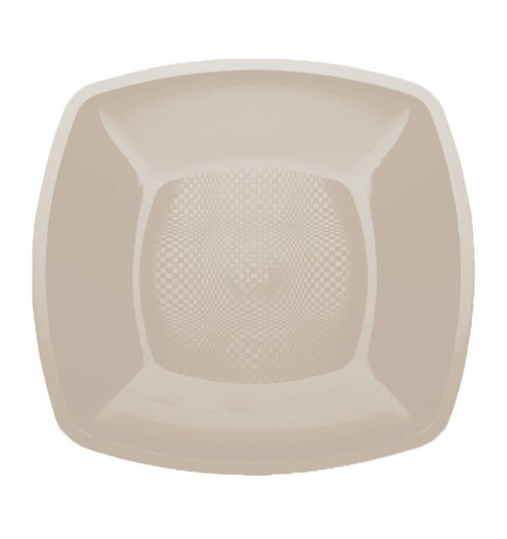 Plato de Plastico Llano Beige Square PP 180mm (25 Uds) Plato de Plastico Llano Beige Square PP 180mm (25 Uds)
