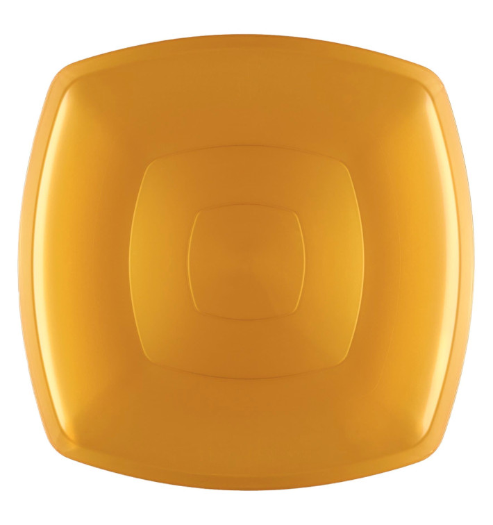 Plato de Plastico Llano Oro Square PS 300mm (12 Uds) Plato de Plastico Llano Oro Square PS 300mm (12 Uds)