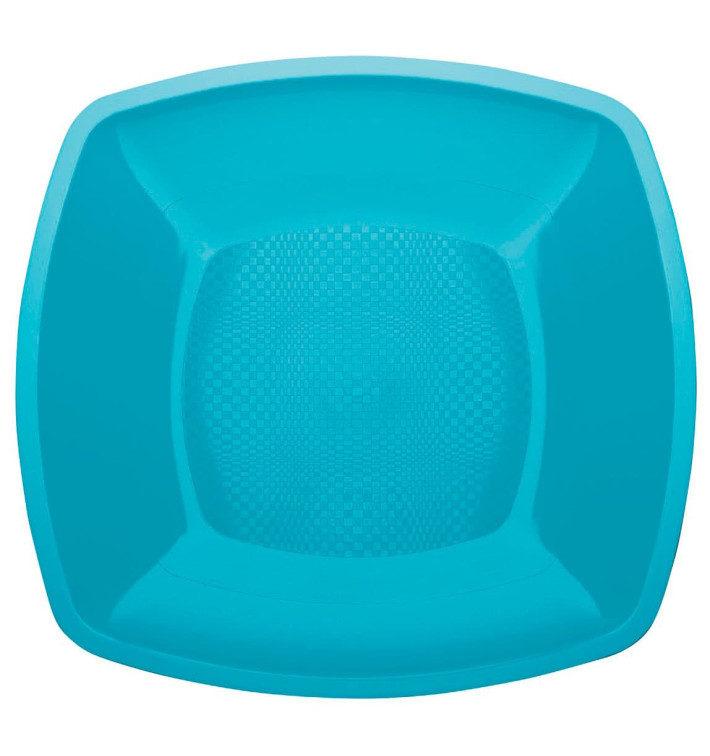 Plato de Plastico Llano Turquesa Square PP 230mm (25 Uds) Plato de Plastico Llano Turquesa Square PP 230mm (25 Uds)
