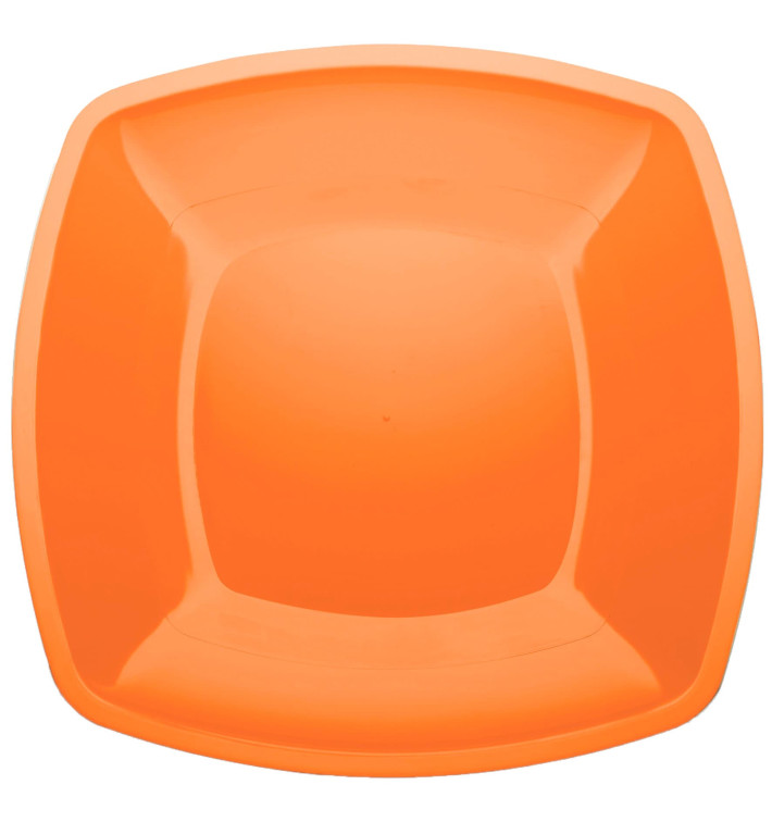 Plato de Plastico Llano Naranja Square PS 300mm (12 Uds) Plato de Plastico Llano Naranja Square PS 300mm (12 Uds)