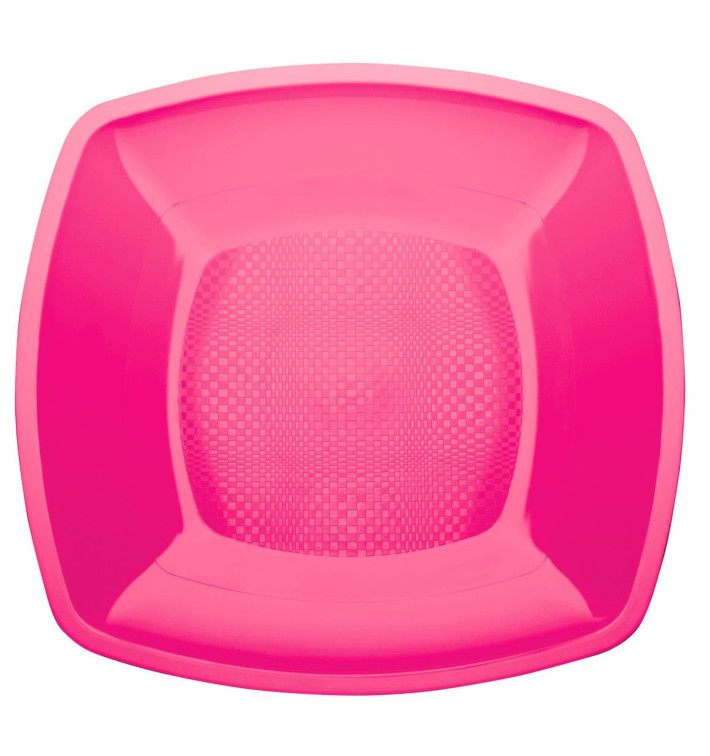 Plato de Plastico Llano Fucsia Square PP 180mm (25 Uds) Plato de Plastico Llano Fucsia Square PP 180mm (25 Uds)