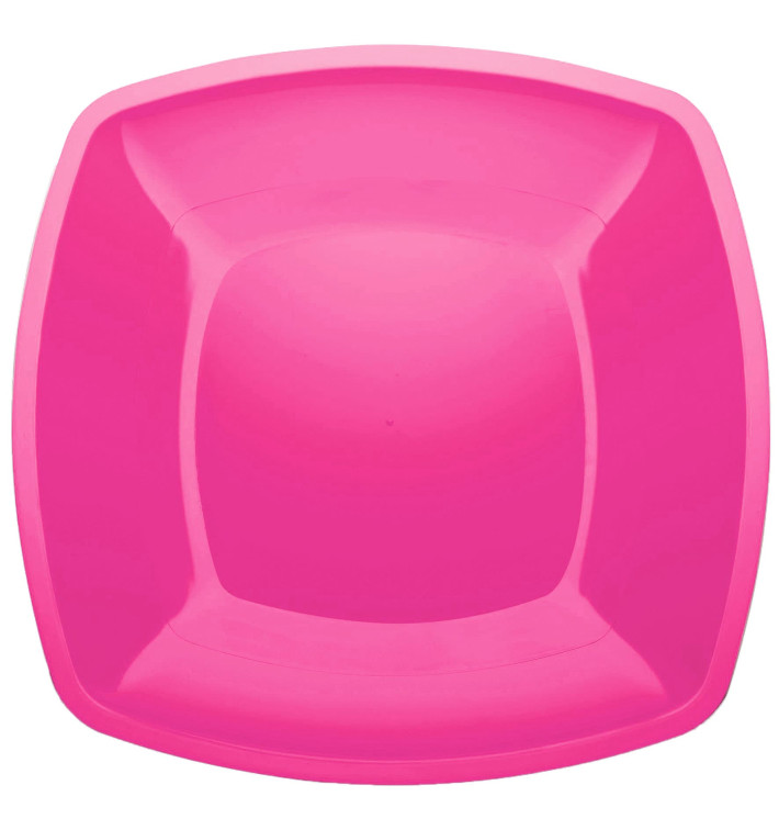Plato de Plastico Llano Fucsia Square PS 300mm (12 Uds) Plato de Plastico Llano Fucsia Square PS 300mm (12 Uds)