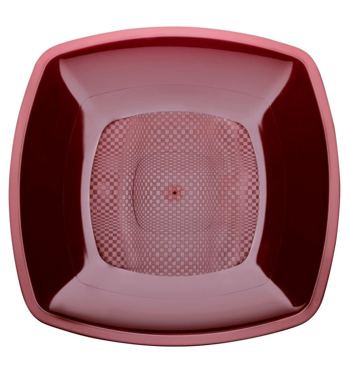 Plato de Plastico Hondo Burdeos Square PP 180mm (25 Uds) Plato de Plastico Hondo Burdeos Square PP 180mm (25 Uds)