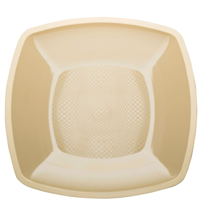 Plato de Plastico Llano Crema Square PP 180mm (25 Uds) Plato de Plastico Llano Crema Square PP 180mm (25 Uds)