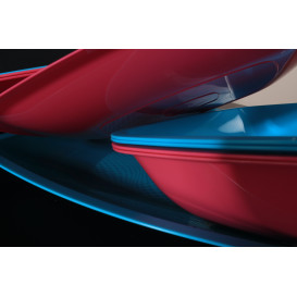Plato de Plastico Llano Rojo Transp. Square PS 230mm (25 Uds)