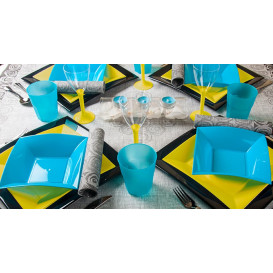 Plato de Plastico Hondo Turquesa Nice PP 180mm (25 Uds)