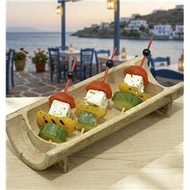 Pinchos "Bola" de Bambu en Rojo y Negro 120mm (200 Uds)