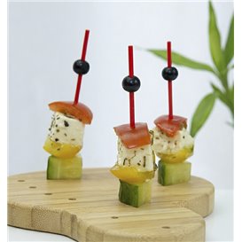 Pinchos "Bola" de Bambu en Rojo y Negro 120mm (200 Uds)