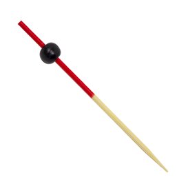 Pinchos de "Bola" de Bambu en Rojo y Negro 120mm (5000 Uds)