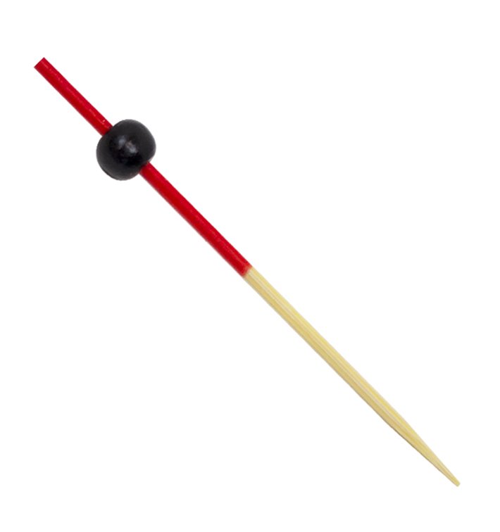 Pinchos de "Bola" de Bambu en Rojo y Negro 120mm (5000 Uds)