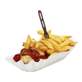 Bandeja de Cartón Ovalada Plastificada 15,5x9,5x2,5cm (250 Uds)