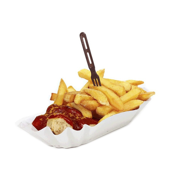 Bandeja de Cartón Ovalada Plastificada 23x13,5x4cm (250 Uds) Bandeja de Cartón Ovalada Plastificada 23x13,5x4cm (250 Uds)