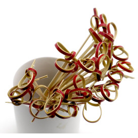 Pinchos de Bambu "Lazo" Rojo 180mm (200 Uds)