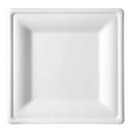 Plato Cuadrado Caña de Azucar Blanco 150x150mm (50 Uds)