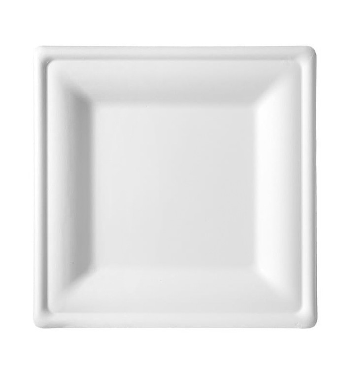 Plato Cuadrado Caña de Azucar Blanco 150x150mm (50 Uds) Plato Cuadrado Caña de Azucar Blanco 150x150mm (50 Uds)