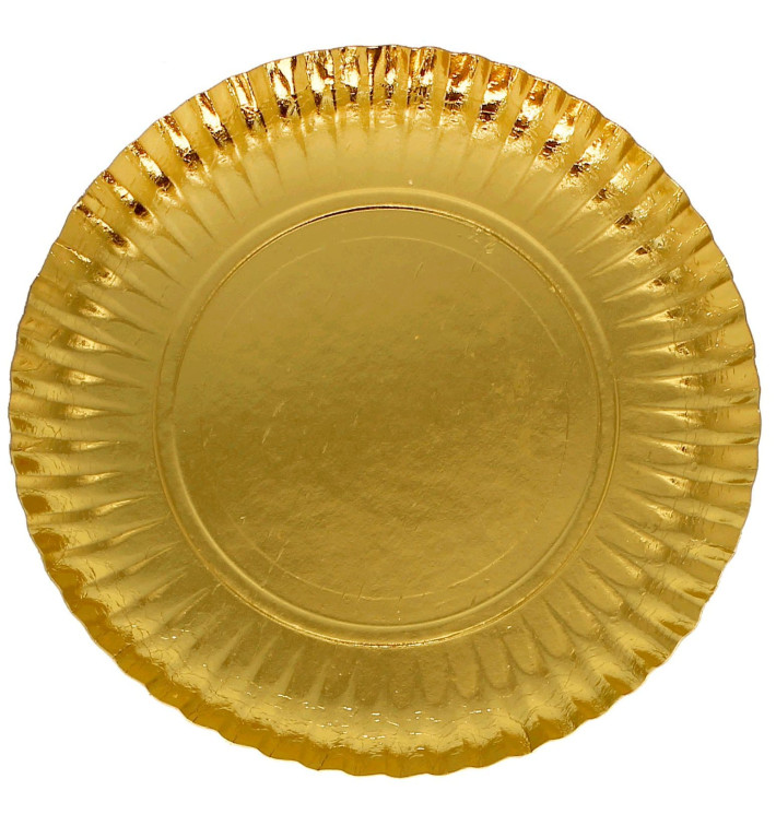 Plato de Carton Redondo Oro 230mm (100 Uds) Plato de Carton Redondo Oro 230mm (100 Uds)