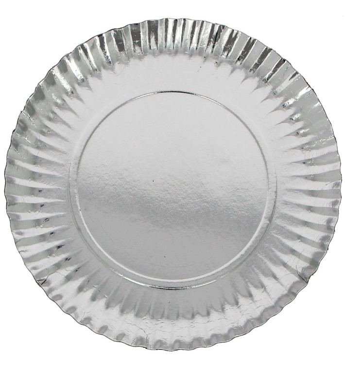 Plato de Carton Redondo Plata 230mm (100 Uds) Plato de Carton Redondo Plata 230mm (100 Uds)